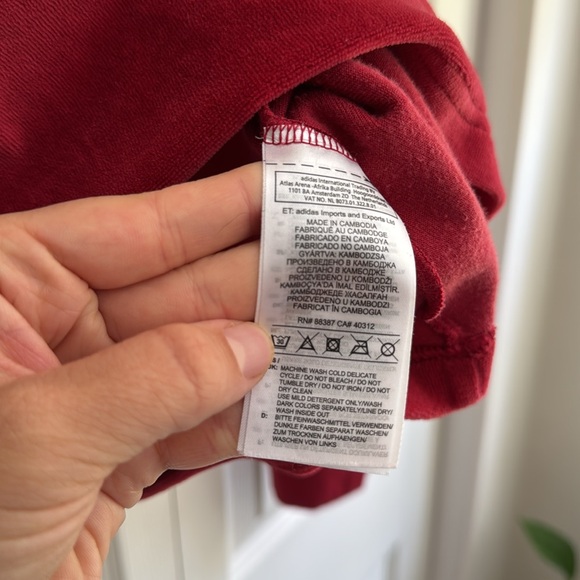 Adidas Red Mock Neck Turtleneck Velour Striped Arms - Picture 6 of 11